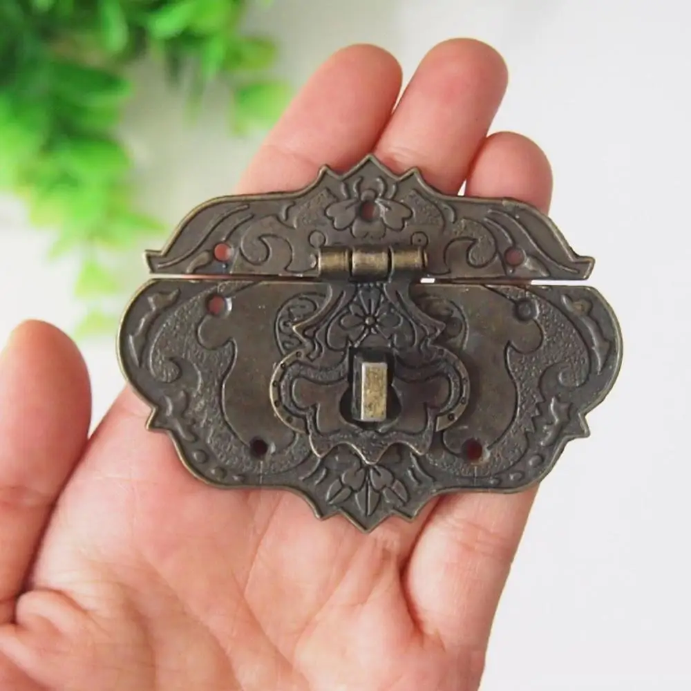 1Set Fashion Box Hasp Vintage Antique Wooden Case Jewelry Gift Durable Smooth Zinc Alloy Box Decor Hasp Latch Hook Hardware