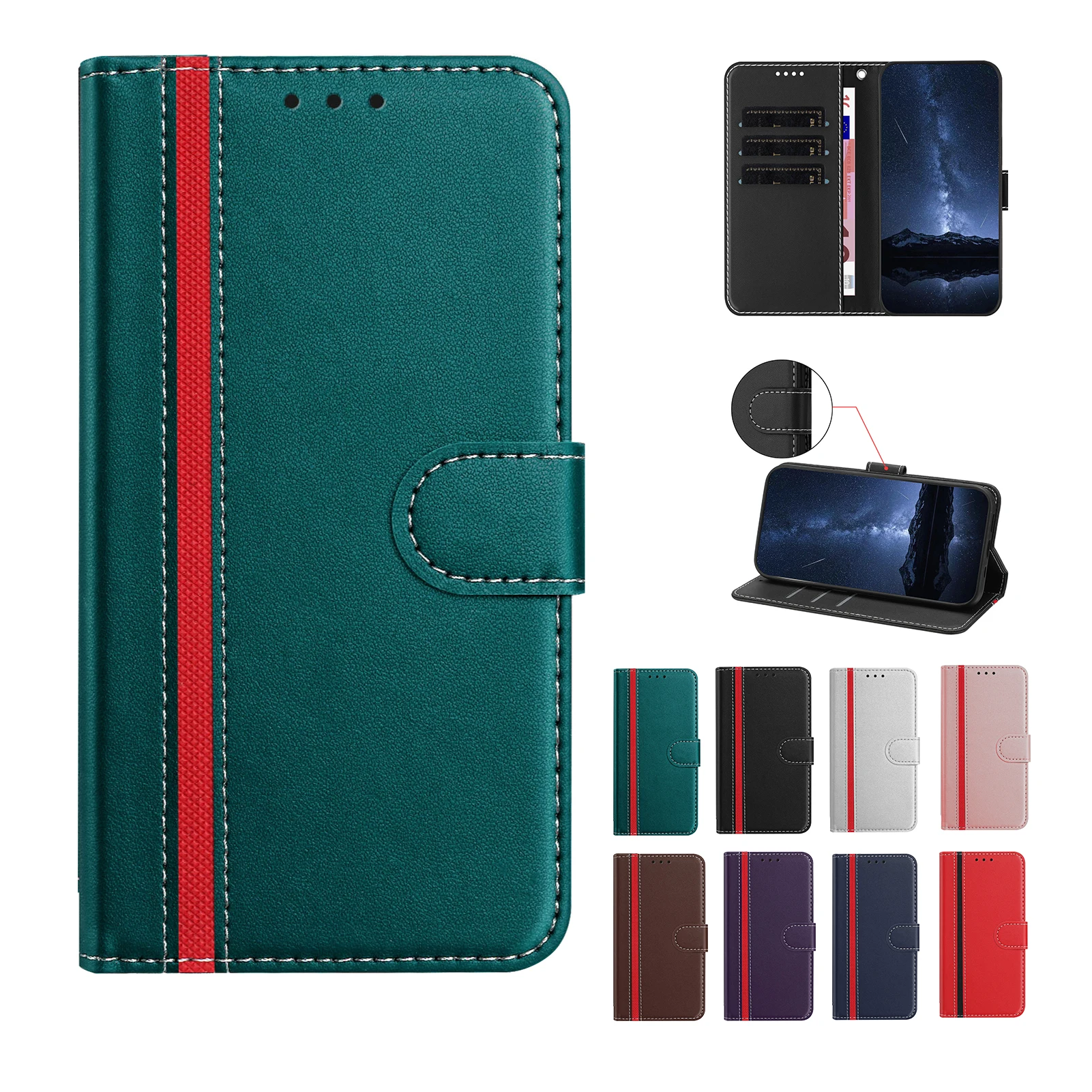 Магнитный флип-чехол для Asus ZenFone 11 10Z 10, роскошный кожаный держатель для 3 карт, противоударный чехол-бумажник для телефона Asus ROG Phone 8 7 Магнитный флип-чехол для Asus ZenFone 11 10Z 10, роскошный кожаный держатель для 3 карт, противоударный чехол-бумажник для телефона Asus ROG Phone 8 7