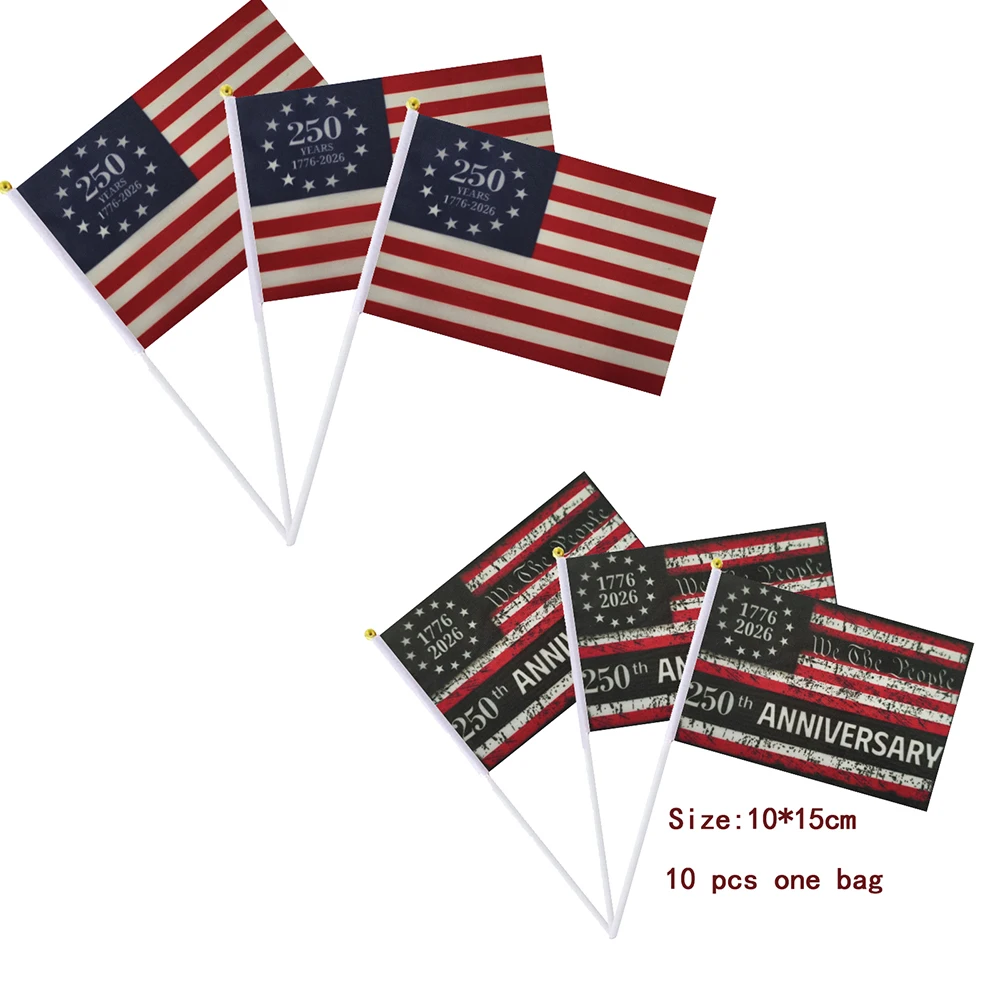 Flagicts 100% Polyester 250th anniversary July 4th Independence Day in the United States Hand Waving flag