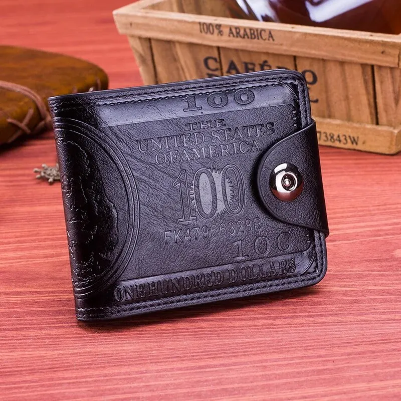 Slim Wallet for Men US $100 Dollar Bill Wallet PU Leather Billfold Card Holder Purse Pu Leather Card Holder Wallet