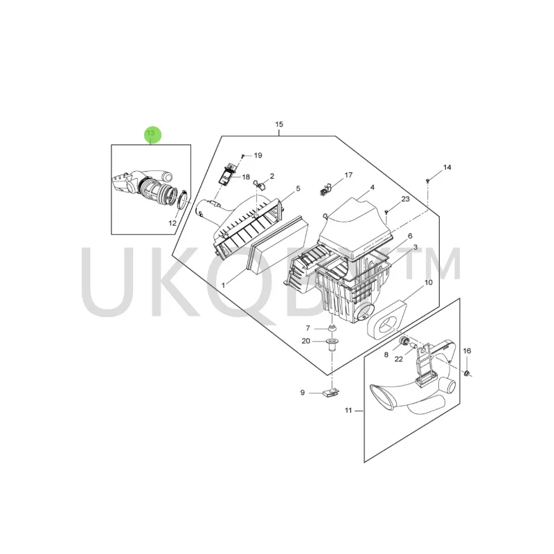 9039454 Suitable for Bu ic k La nd Cruiser 2.4 Untamed air intake pipe, air filter connection, resonant box