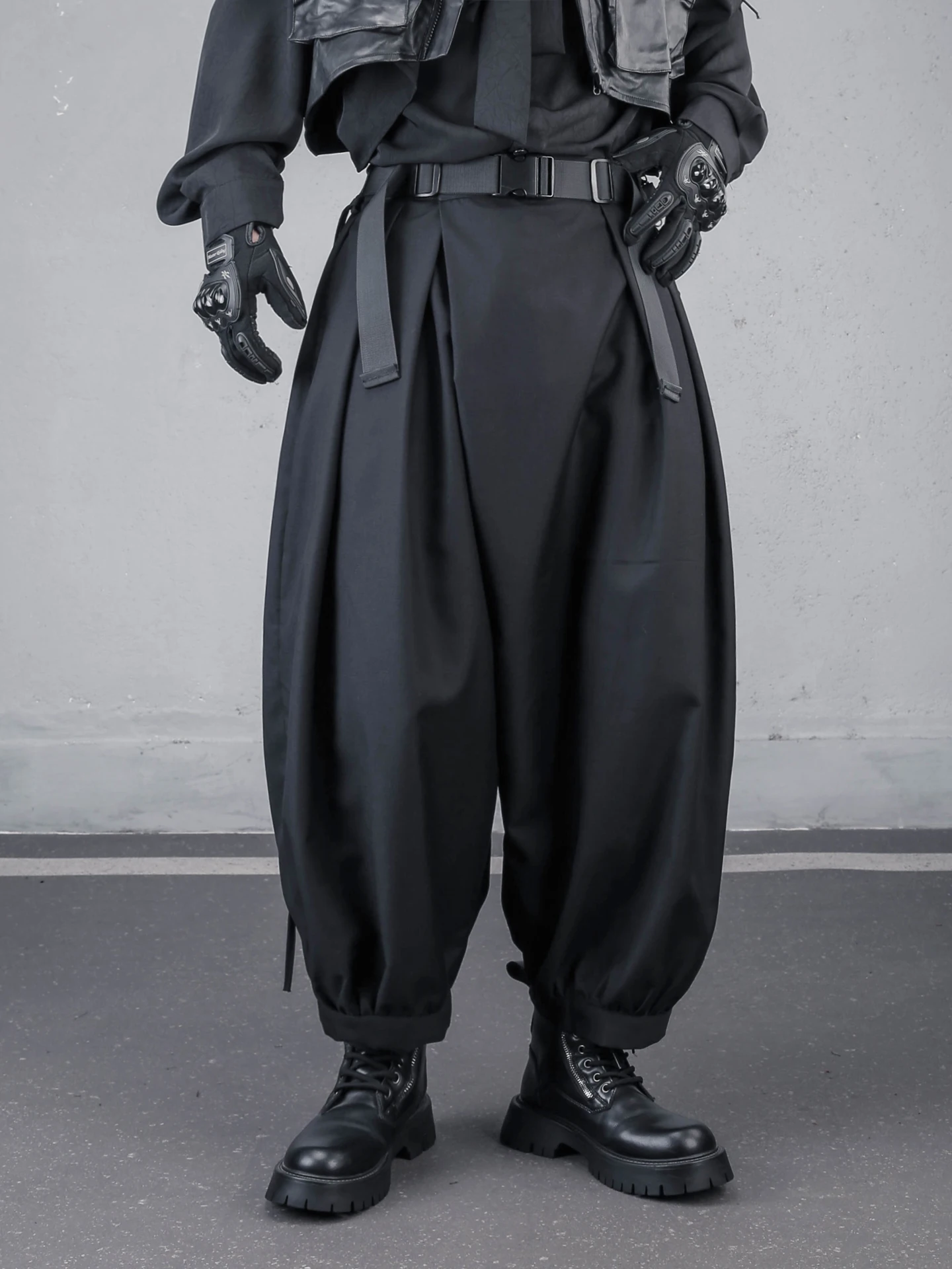 PWLZ Original Dark Samurai Lantern Pants Men's Asymmetric Loose Wide Leg Nine Points Harlan Pants Women's Casual Trousers