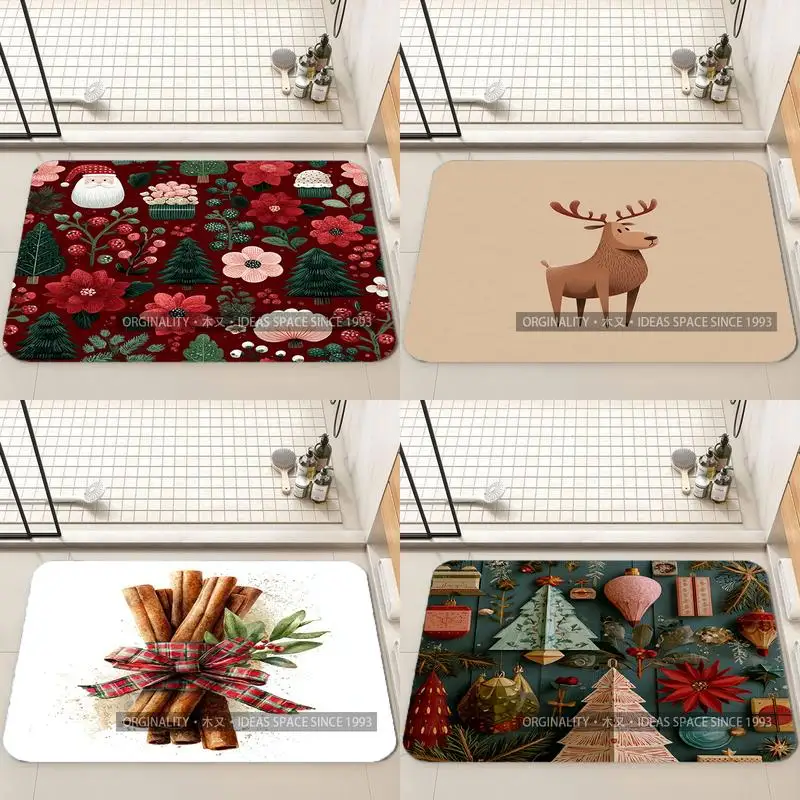 

Рождественская снежная сцена, украшение для гостиной, домашний диван, нескользящий ковер, кабинет, спальня, татами, детский мягкий напольный коврик