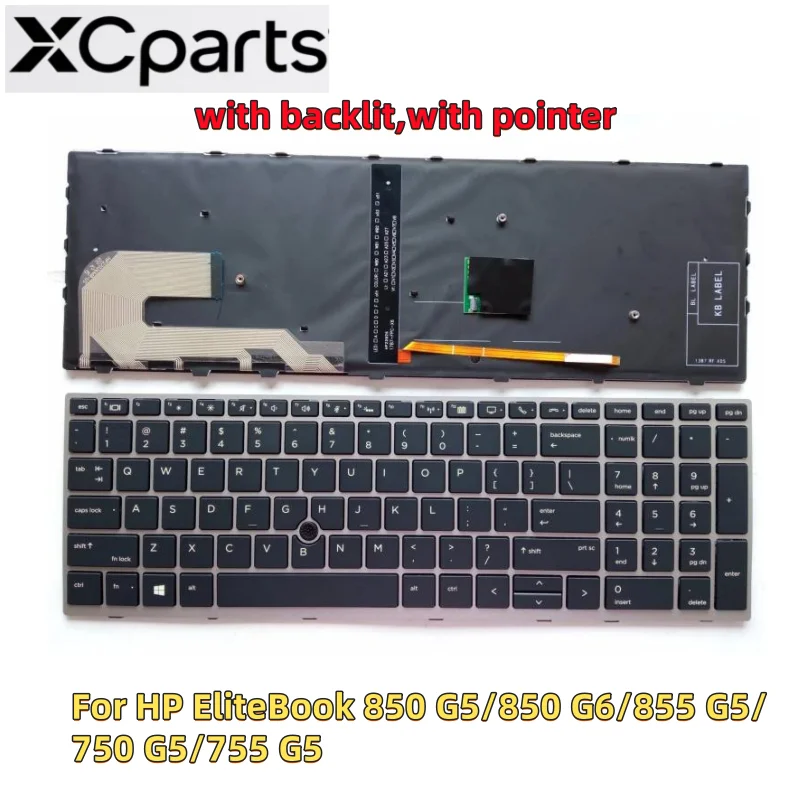 New US Laptop Backlit Keyboard with Pointer For HP EliteBook 850 G5/850 G6/855 G5/750 G5/755 G5 In Stock