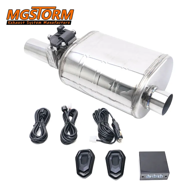 Exhaust Valved Pipe Electronic Valve Control Outlet 2.5inch Cutout 9.25x5.31inch Body 24.8inch Overall Length Car Muffler Kit