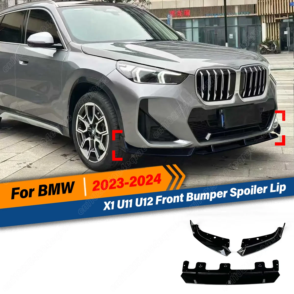 

For BMW X1 U11 U12 2023 2024 M Sport Front Bumper Spoiler Lip Car Lower Splitter Blade Protector Plate Body Kit Car Accessories