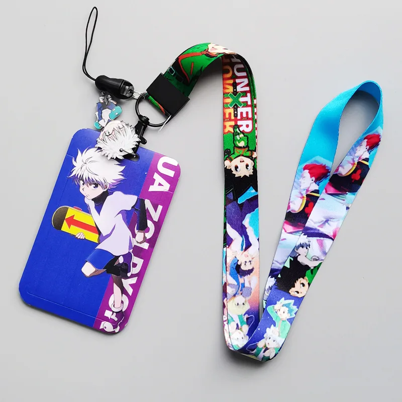 Anime Hunter X Hunter Card Sets Keychain Cartoon Figure Hisoka KILLUA PVC Pendant ABD Card Cover Keyring Jewelry Gift Accessory