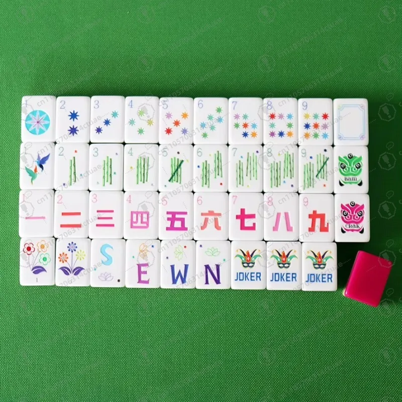 

Rose Red Acrylic Mahjong Set Premium Crystal Mahjong Tiles Household Table Game for Home Entertainment Gift