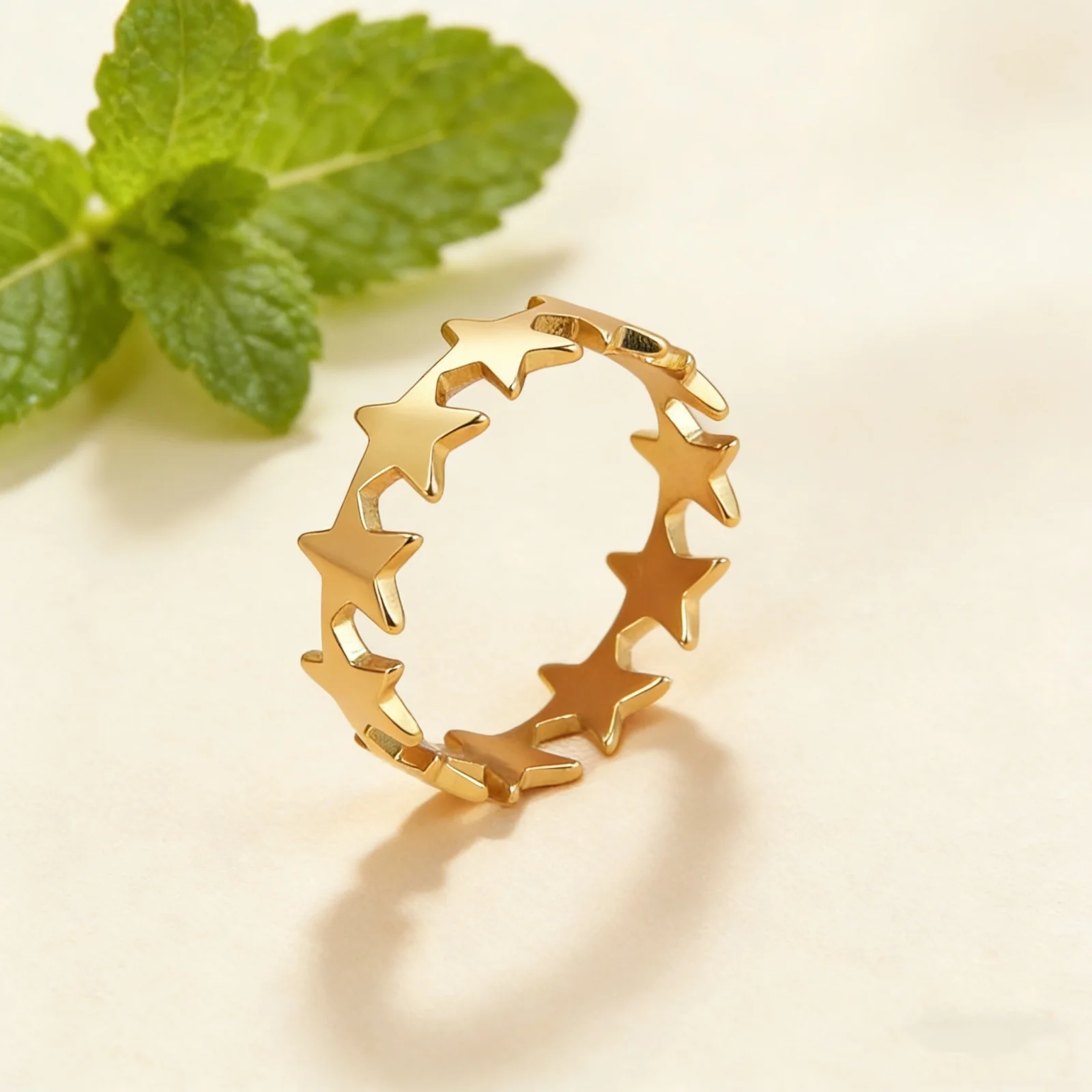Fünfzackiger Sternring aus Edelstahl für Damen, minimalistischer modischer Ring, Accessoires, Schmuck, Jubiläumsgeschenk