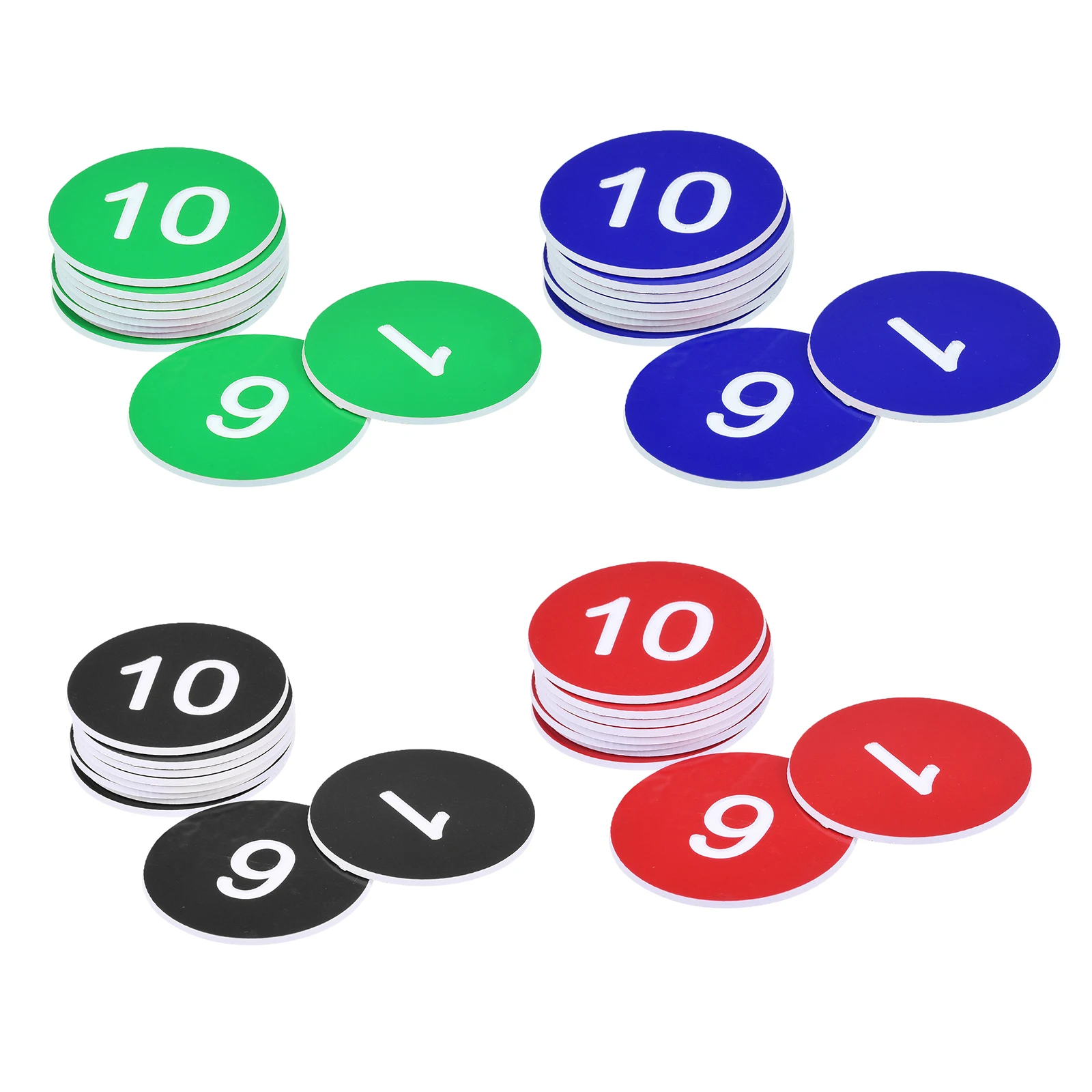 10Pcs Plastic Number Tag 1-10 Digital Tags Sign Tag Acrylic Engraved 5Color with Self-Adhesive Labeling Tag for Gym Hotel Locker