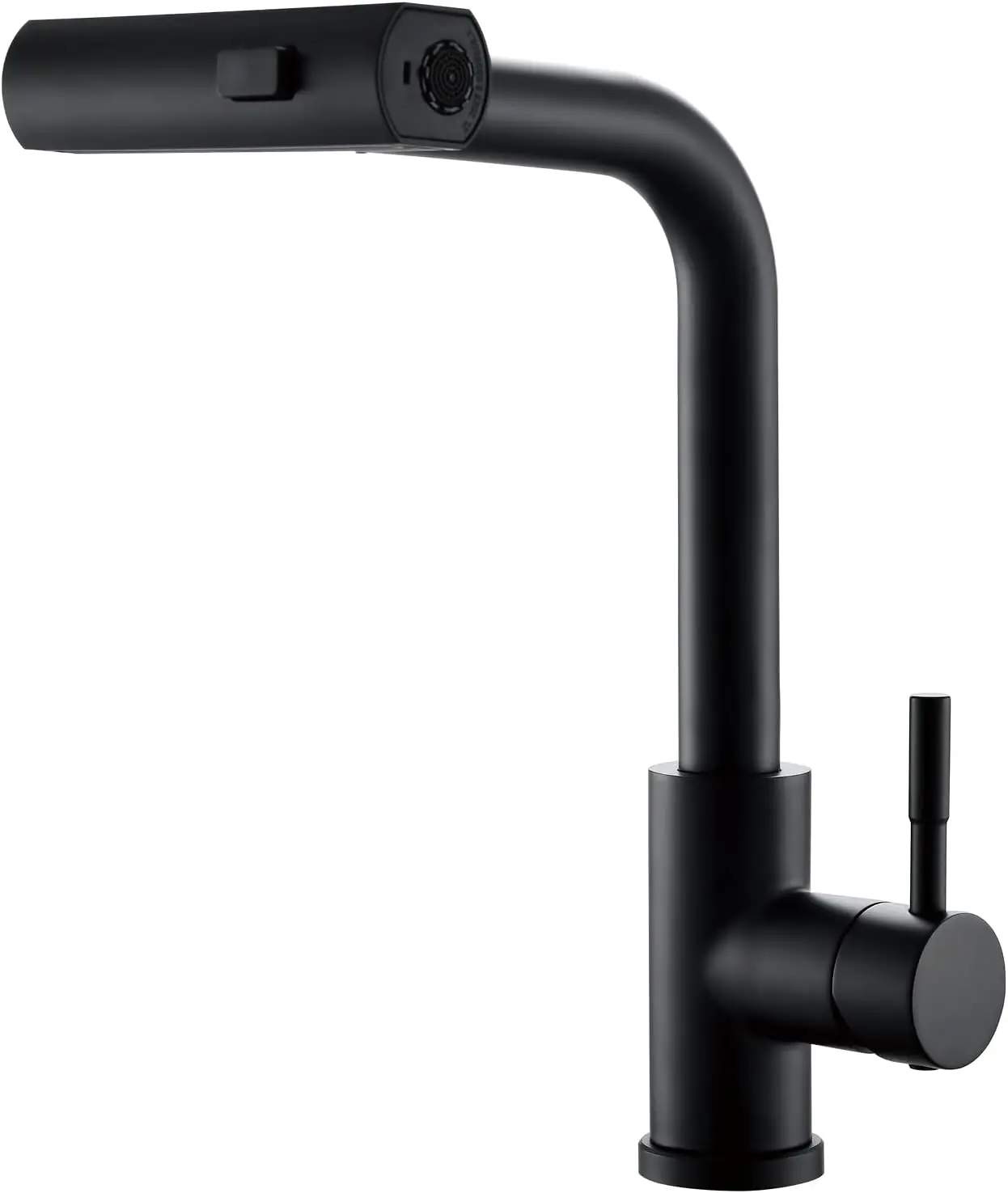 

Modern Matte Black Kitchen Faucet with Pull-Down Sprayer and Waterfall Design for Single Hole Sink