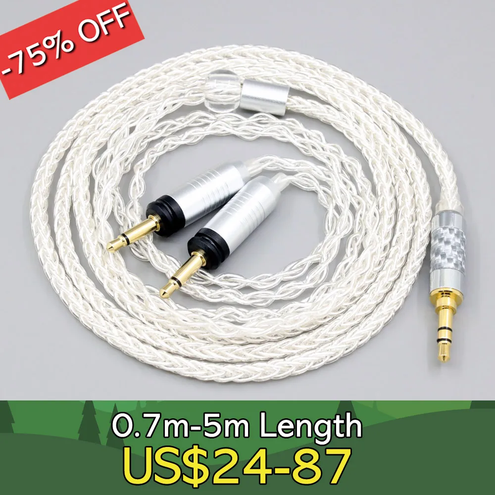 

8 Core Silver Plated OCC Earphone Cable For Focal Clear Elear Elex Elegia Stellia Dual 3.5mm headphone plug LN008275