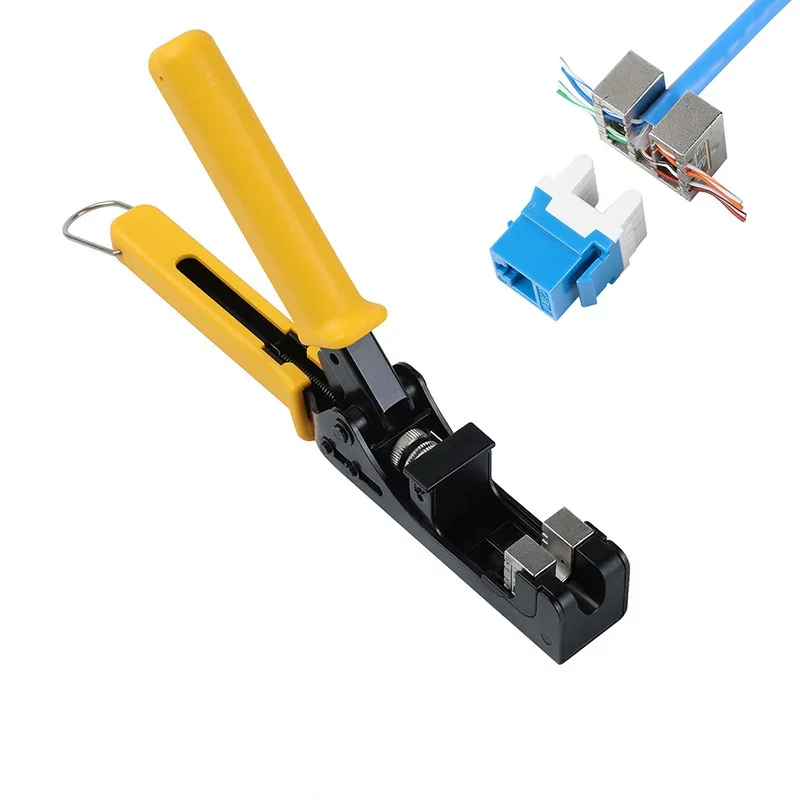 RJ45 Network Nodule Crimping Pliers with Hook 180° Network Cable Module Crimping Pliers Wire Cutter With Cat5E Cat6 Cat7