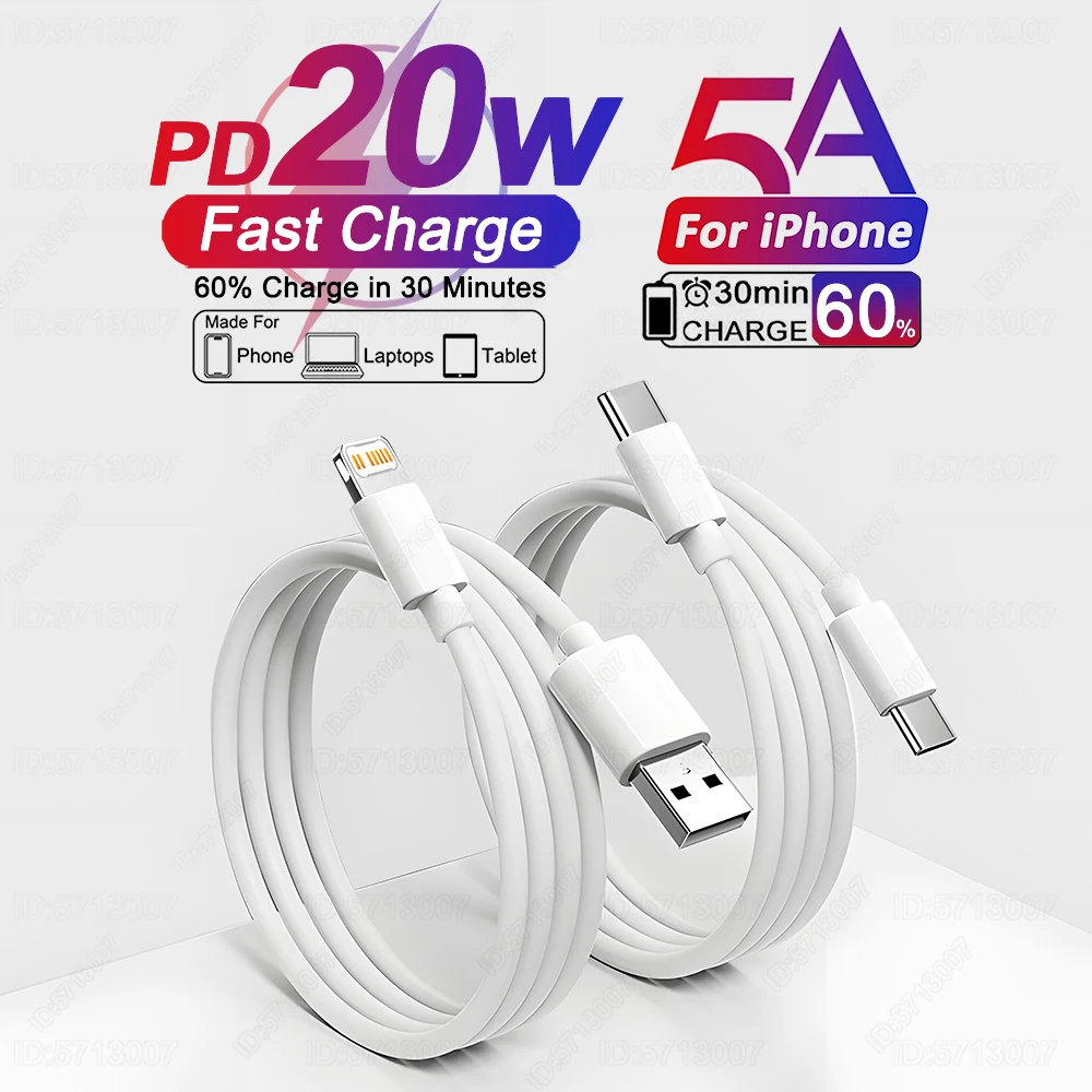 20W PD Original Fast Charging Cable For iPhone 14 13 12 11 Pro Max USB C Charger Cable For iPhone 16 15 Pro Max Type C Date Wire