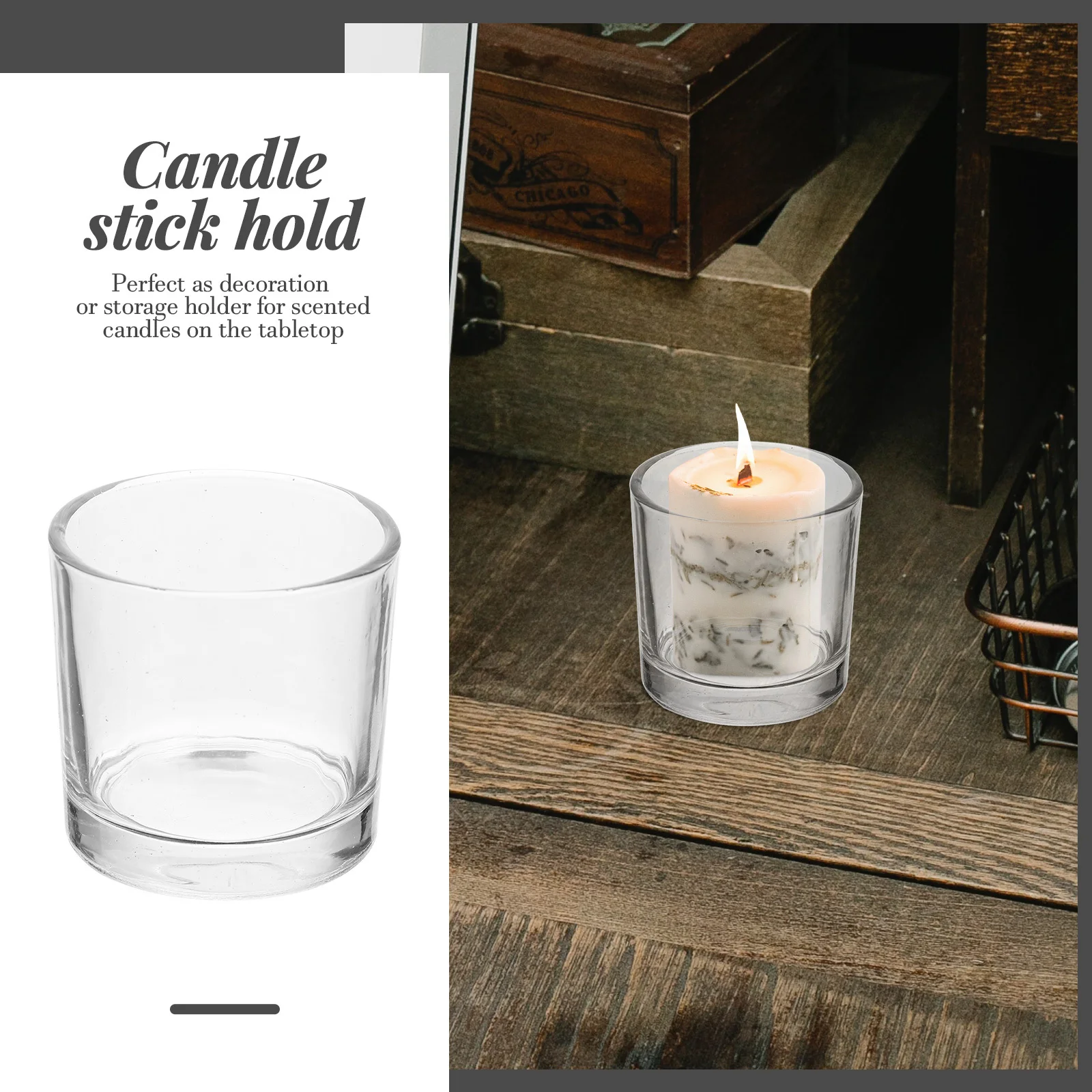 8Pcs Simple Style Glass Holders Clear Pillar Candles Stands Tabletop Banquet Dinner Decor Holder