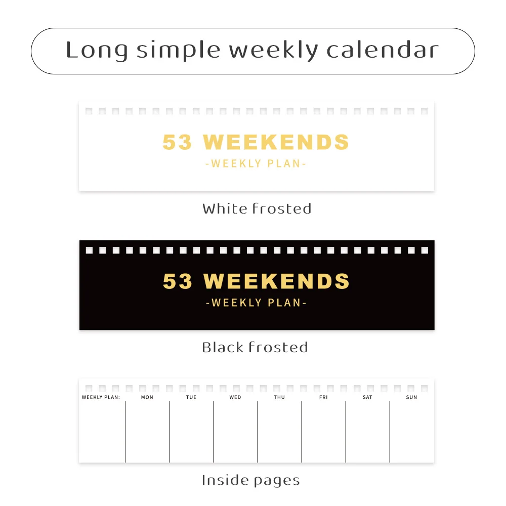 53 sheets Simple Horizontal 53 Weekends Weekly Plan Undated Coil Spiral Weekly Planner Student Schedules Memo Pad Plan Calendar