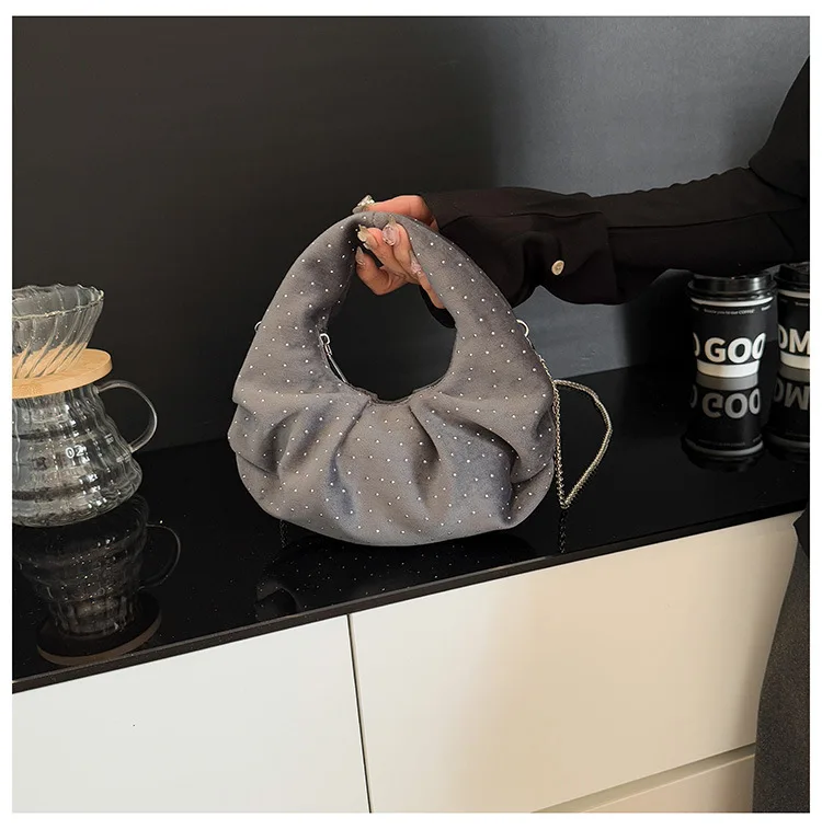 

2025 Glam Crystal Crossbody Bag - Women's Stylish Underarm Shoulder Purse, Spacious Lightweight PU Leather Handbag for Daily Use