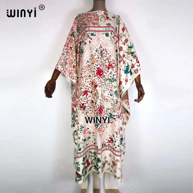 

WINYI Printed Dresses For Women 2021 Fashion Design Loose Batwing Maxi Long Femme Vestidos Summer Autumn Party Elegant 2020