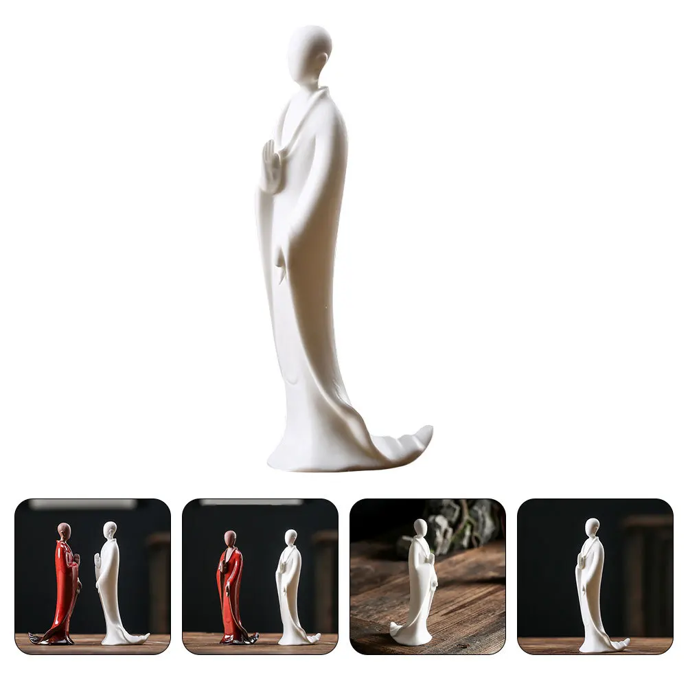 

1Pcs Ceramic Monk Creative Home Decor Delicate Polished Surface Tea Table Ornament Desktop Ornament Stylish Unique Monk