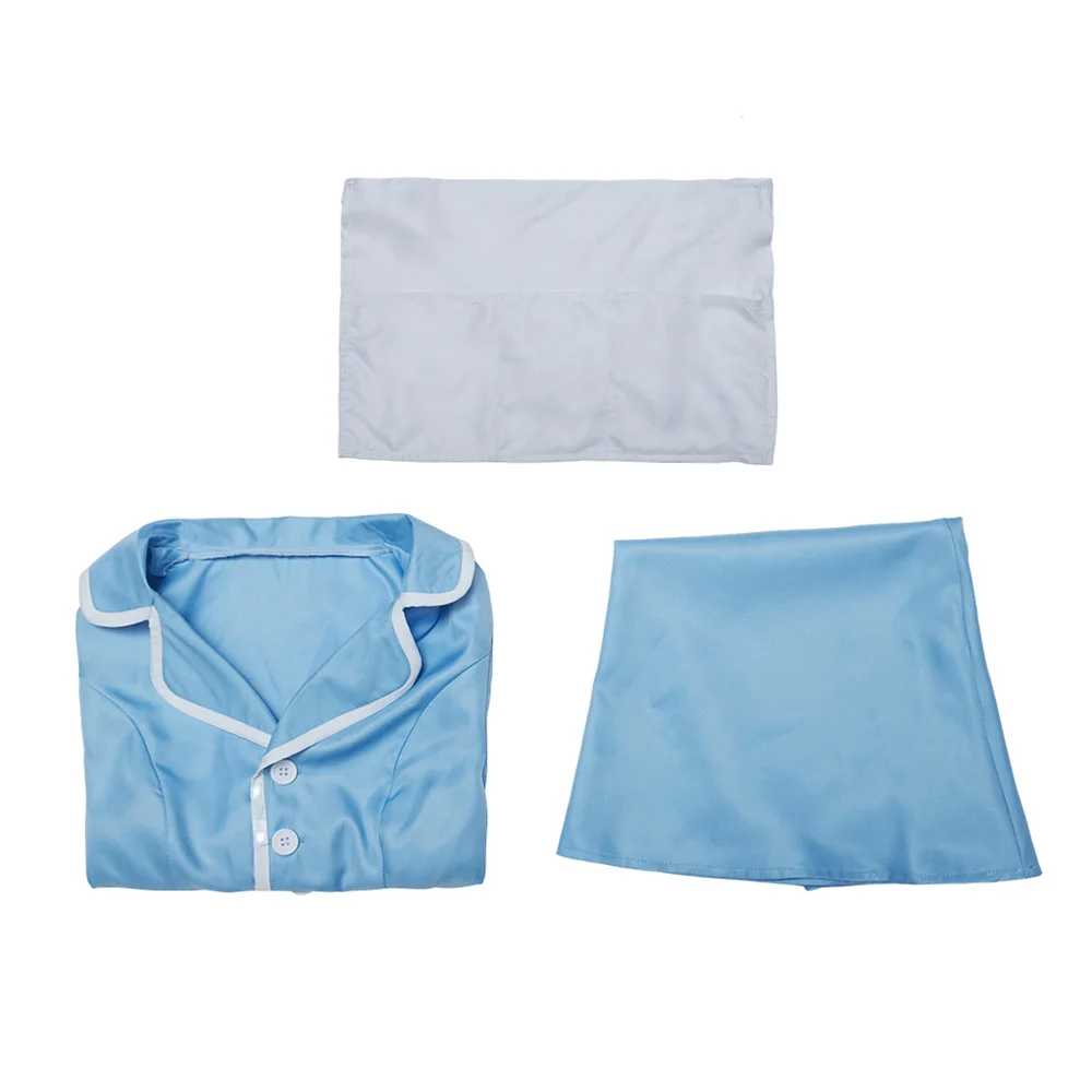 TV Waitress Cosplay Maid Dress Women Light Blue Housekeeper Costume Nightclub Bar Uniform with Apron Halloween Party Wear