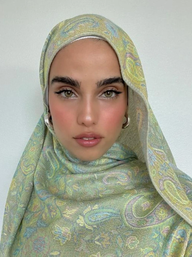 Bufanda de cachemir con estampado de diseño para mujer, Hijabs de Pashmina, chal de invierno cálido, Fular femenino, estolas de algodón