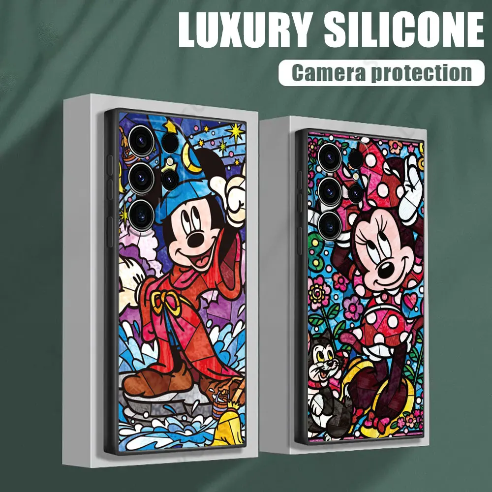 Disney Stained Painting Minnie Mickey Phone Case For Samsung Galaxy S24 Ultra Cases S23 S21 S20 FE S22 Plus Note 20 Ultra Cover