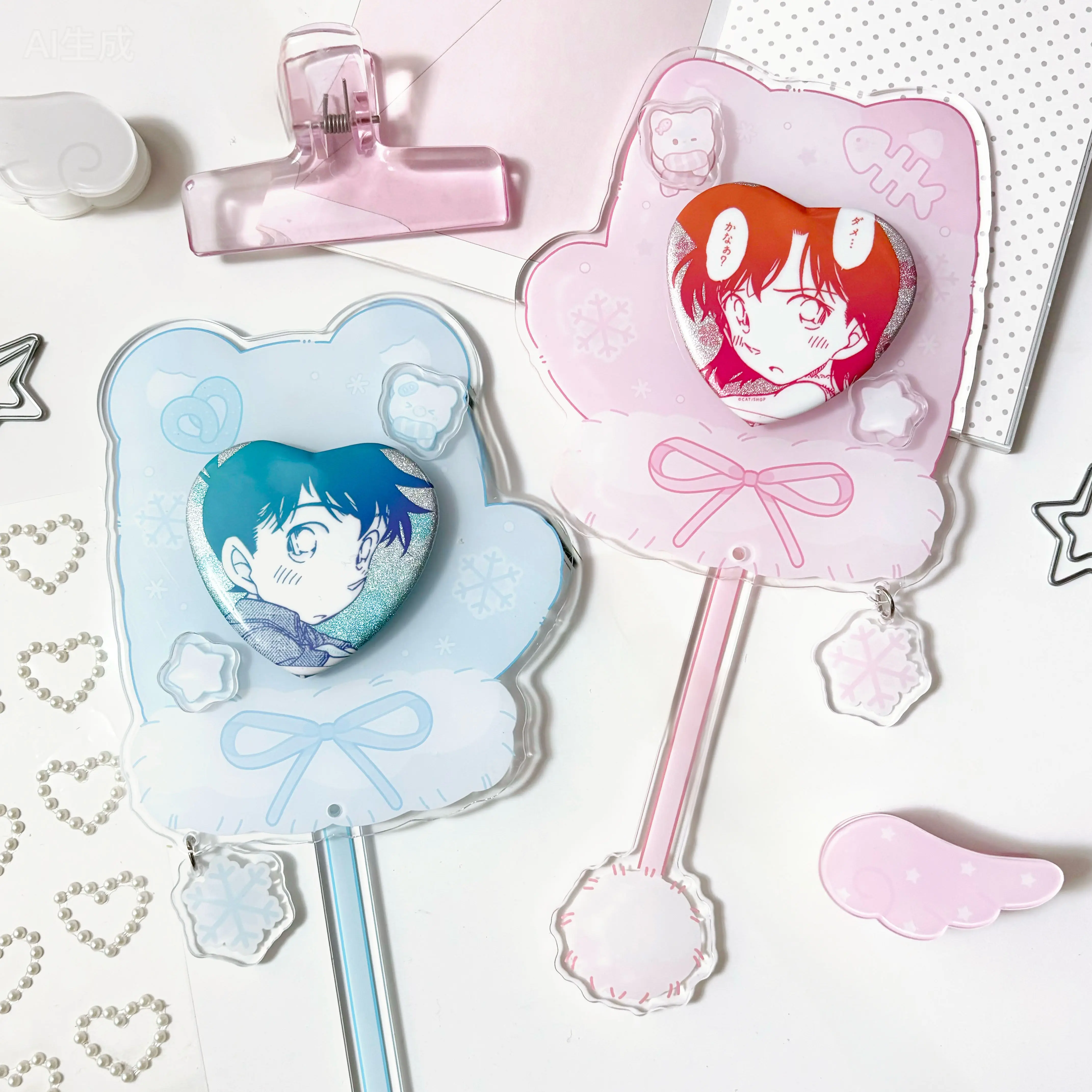 Original Cartoon Clock in Stick Card Sleeve Card Brick Acrylic Small Card Bar Display Gu Mei Rocking Music