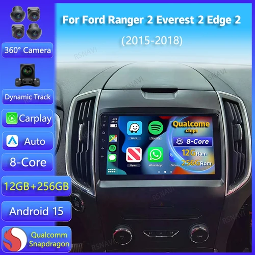 Android 15 Carplay para Ford Ranger 2 Everest 2 para Ford Edge 2 2015 2016 - 2018 Radio de coche reproductor Multimedia GPS unidad principal estéreo