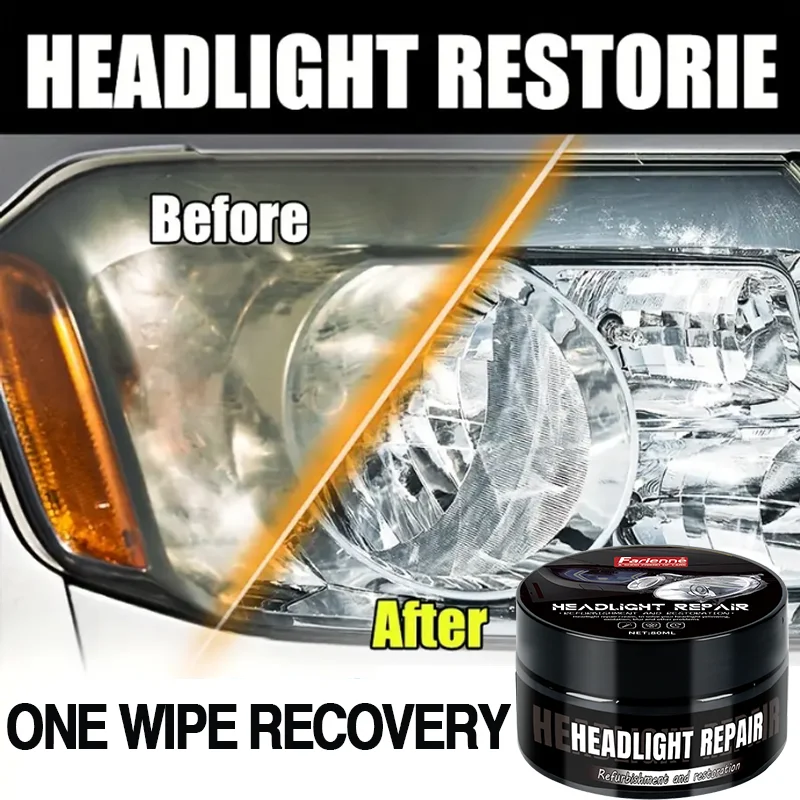 Universal Headlight Restoration Kit with Scratch Removal and Renewing Polishing Wax, Easy to Use, Long-Lasting Effect, 1-10L