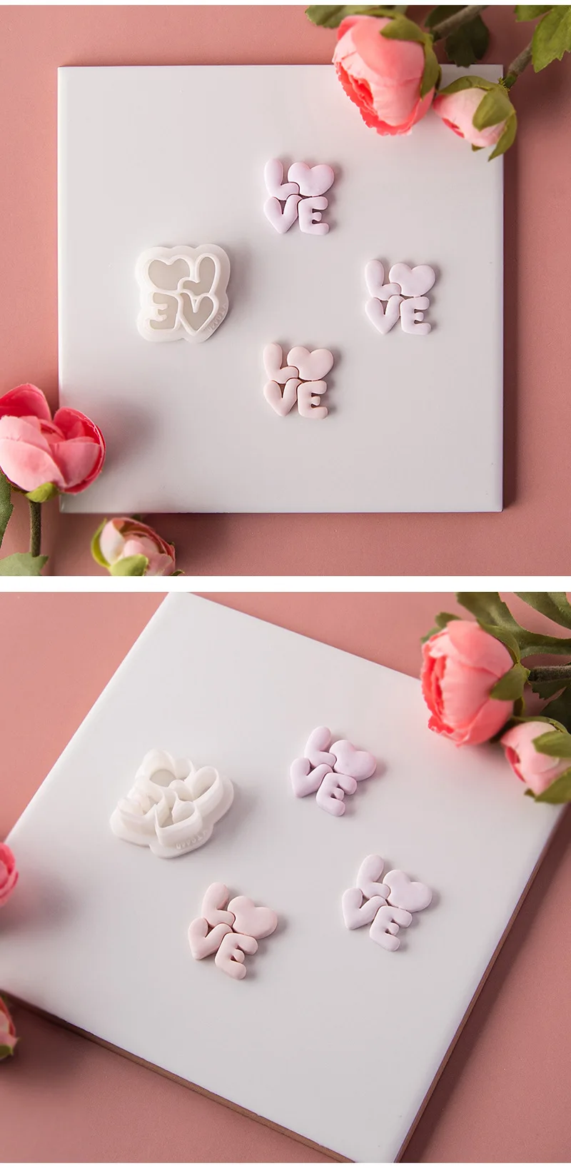 Valentinstag Serie LIEBE Polymer Ohrring Ton Form Herz Geständnisse Ohrring Schmuck Anhänger Stanzform DIY Präge Werkzeuge – Detail 4