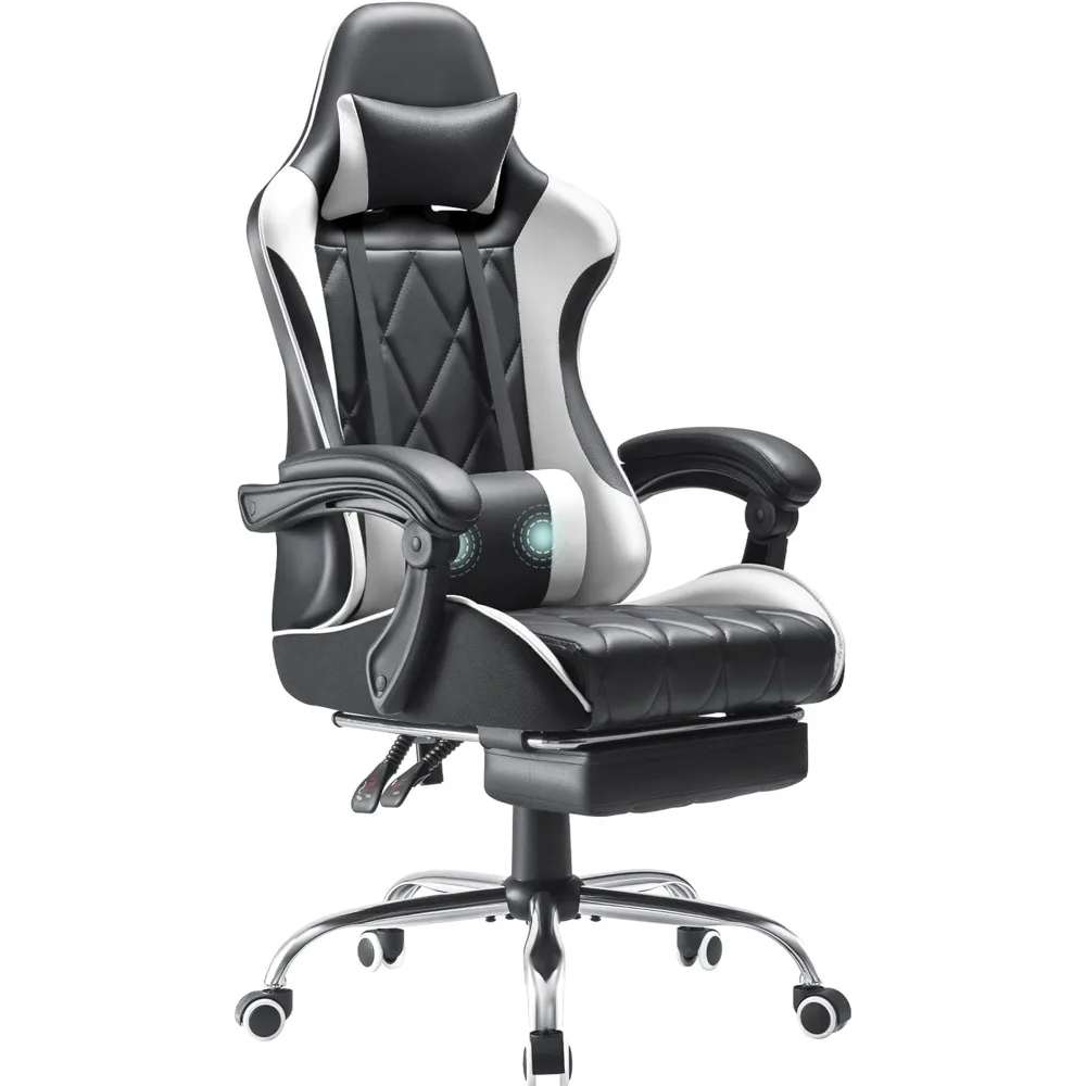 

Gaming Chair, Computer Chair with Footrest and Massage Lumbar Support, Ergonomic High Back Video Game Chairs