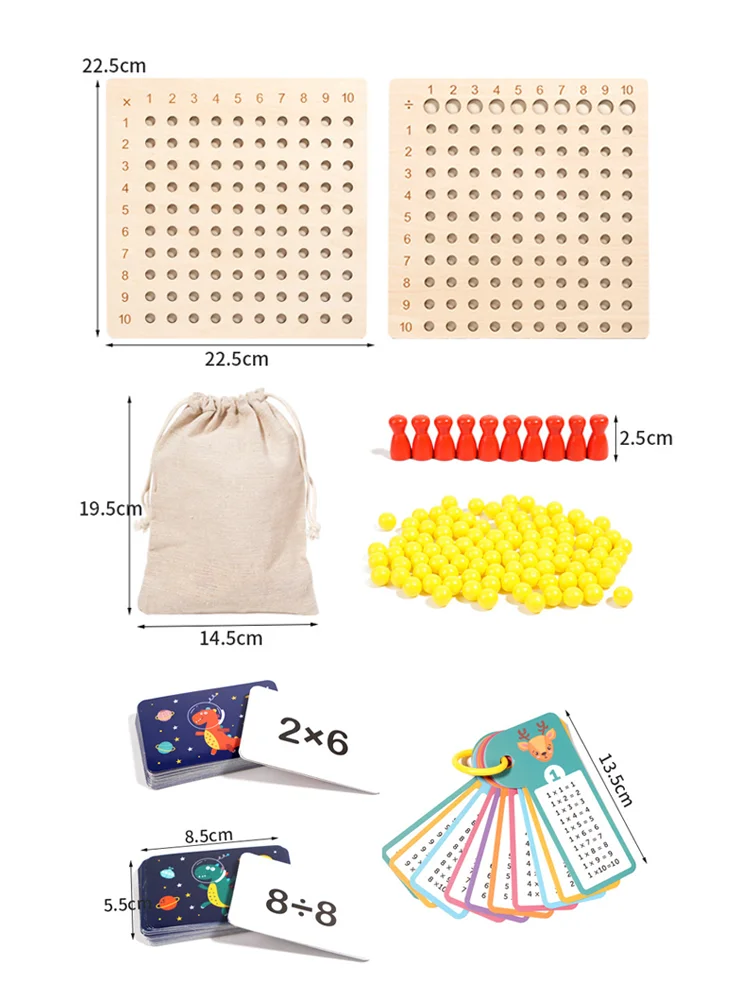 수학 곱셈 보드 몬테소리 나무 장난감 어린이 유치원 학습 교육 보드 게임 장난감 계산 교육 보조 도구