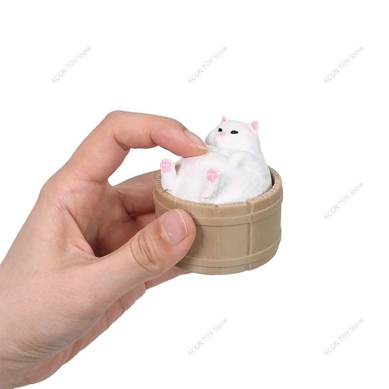 3D Printed Onsen Cat Squeeze Fidget Toy Cute Bath Cat Press Stress Relief Desk Ornament