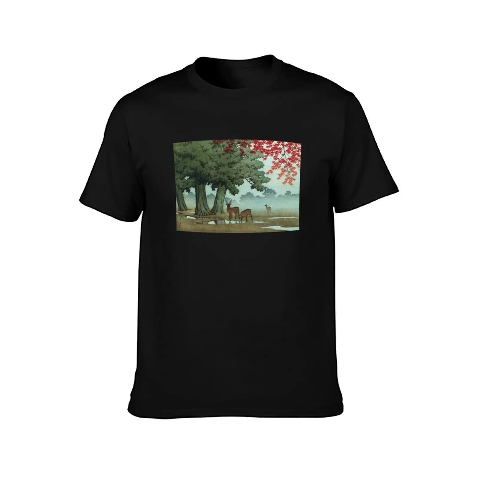 Deer of Nara Park by Kawase Hasui T-Shirt new edition man t shirt mens clothing