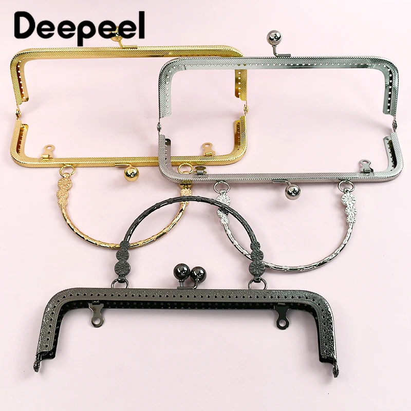1-5Pcs Deepeel 20.5cm Embossed Metal Bags Handle Purse Frame Kiss Clasp Women's Handbag Sewing Brackets DIY Bag Accessories