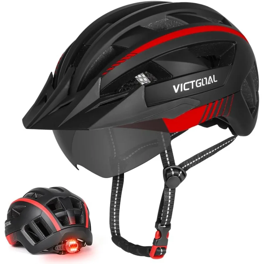 

Велосипедный шлем для мужчин и женщин со светодиодной подсветкой, съемные магнитные очки, съемный солнцезащитный козырек, велосипедные шлемы для горной дороги