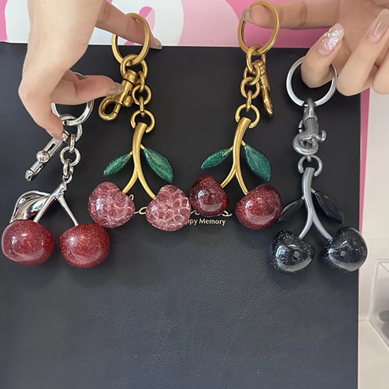 

Five Different Styles Crystal Cherry Charm Pendant For Coach Bag Women's Handbag Shoulder Bags Keychain Attachment Parts