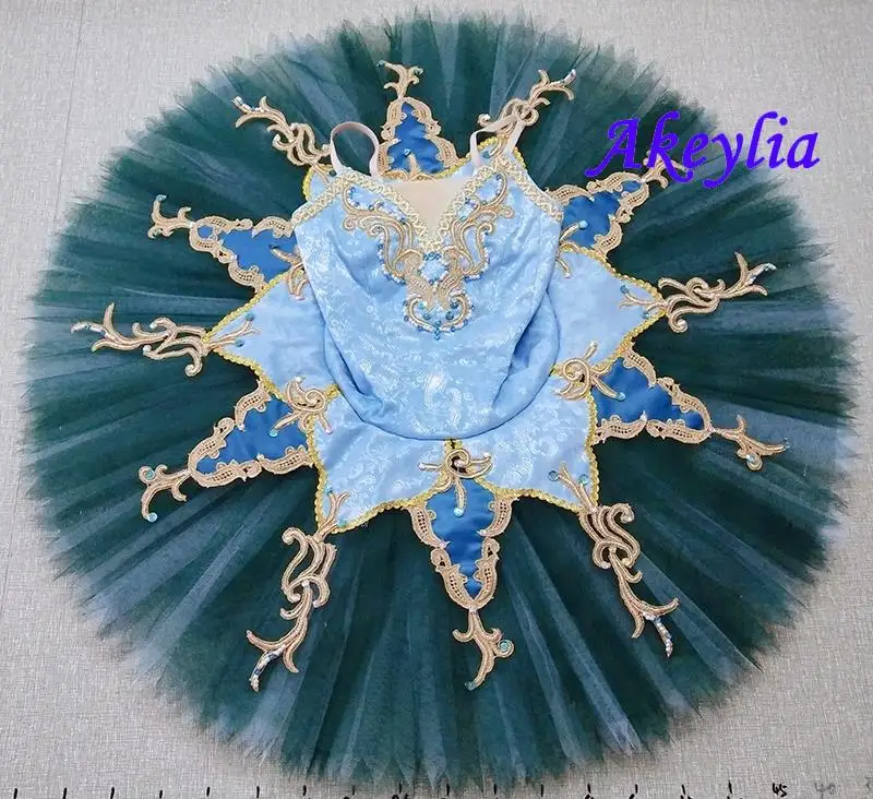 고품질 블루 그린 전문 발레 투투 솔로 댄스 소녀 팬케이크 투투 클래식 라 에스메랄다 콘서트 의상 JN0113