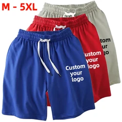 Shorts de praia masculino de secagem rápida, logotipo personalizado, calça de cinco pontos, shorts casuais de fitness, shorts legais de seda gelo estampados diy, verão