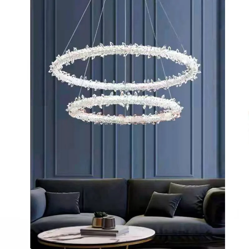 French Light Luxury Lamp Modern Simple Living Room Dining Room Bedroom Lighting Net Red Ring Lamp Crystal Lamp