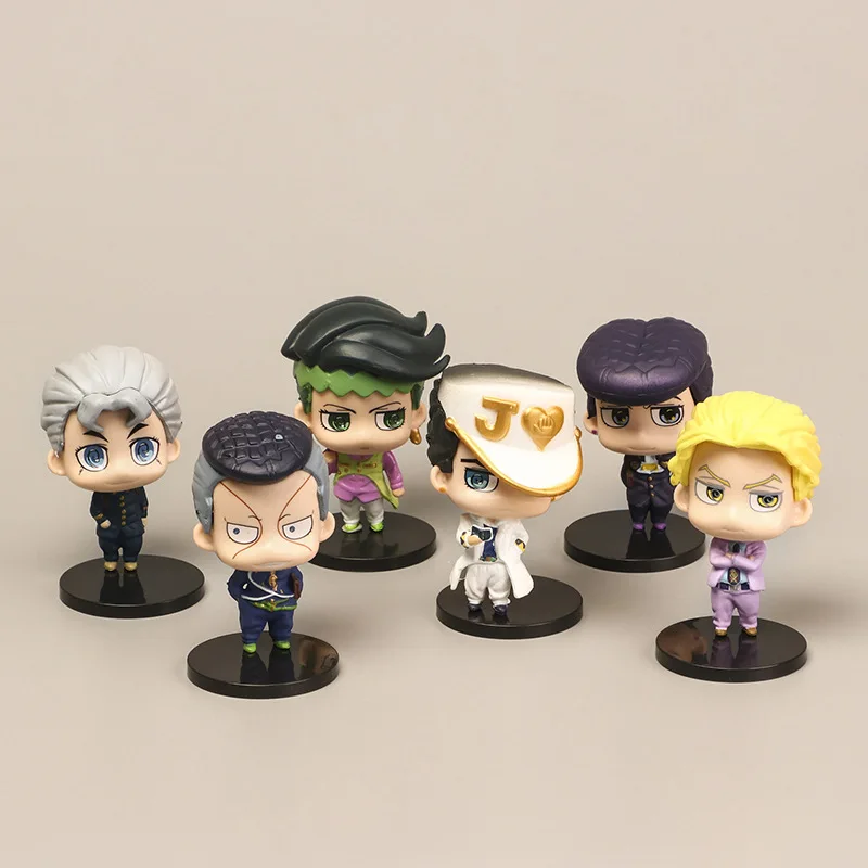 

6Pcs/set 6.5cm Anime Jojo bizarre adventure Figures Q Version Guido Mista Giorno Giovanna Dio Pvc Toy Model Dolls Toys