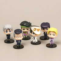 6Pcs/set 6.5cm Anime Jojo bizarre adventure Figures Q Version Guido Mista Giorno Giovanna Dio Pvc Toy Model Dolls Toys