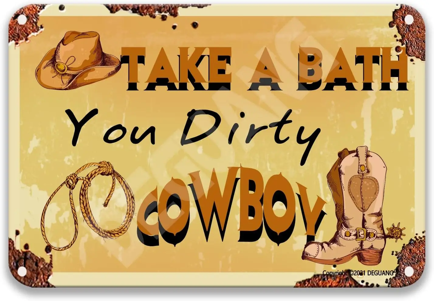 

Take A Bath You Dirty Cowboy Vintage Signs Movie Theater Decor Vintage Bar Decor Garage Sign 8X12 Metal Sign