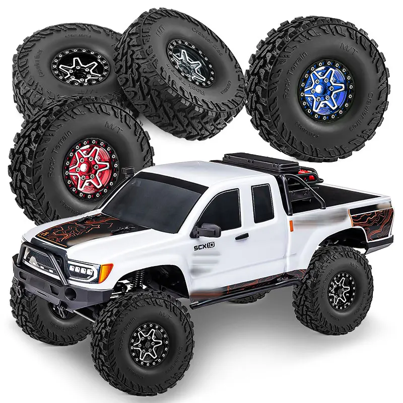 

1/10 Scale RC Crawler Metal Wheels 1.9 Inch 12mm Hex Beadlock Rims with Tires Compatible with TRX4 SCX10 90046
