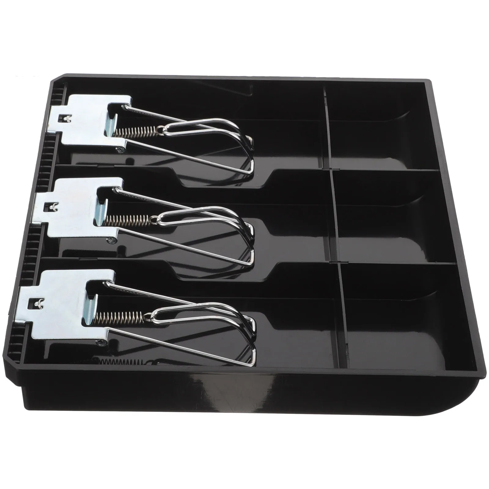 

Cash Drawer Tray with 3 Coin 3 Bill Compartments Black Metal Plastic Organizer for Restaurant Supermarket Cash Register