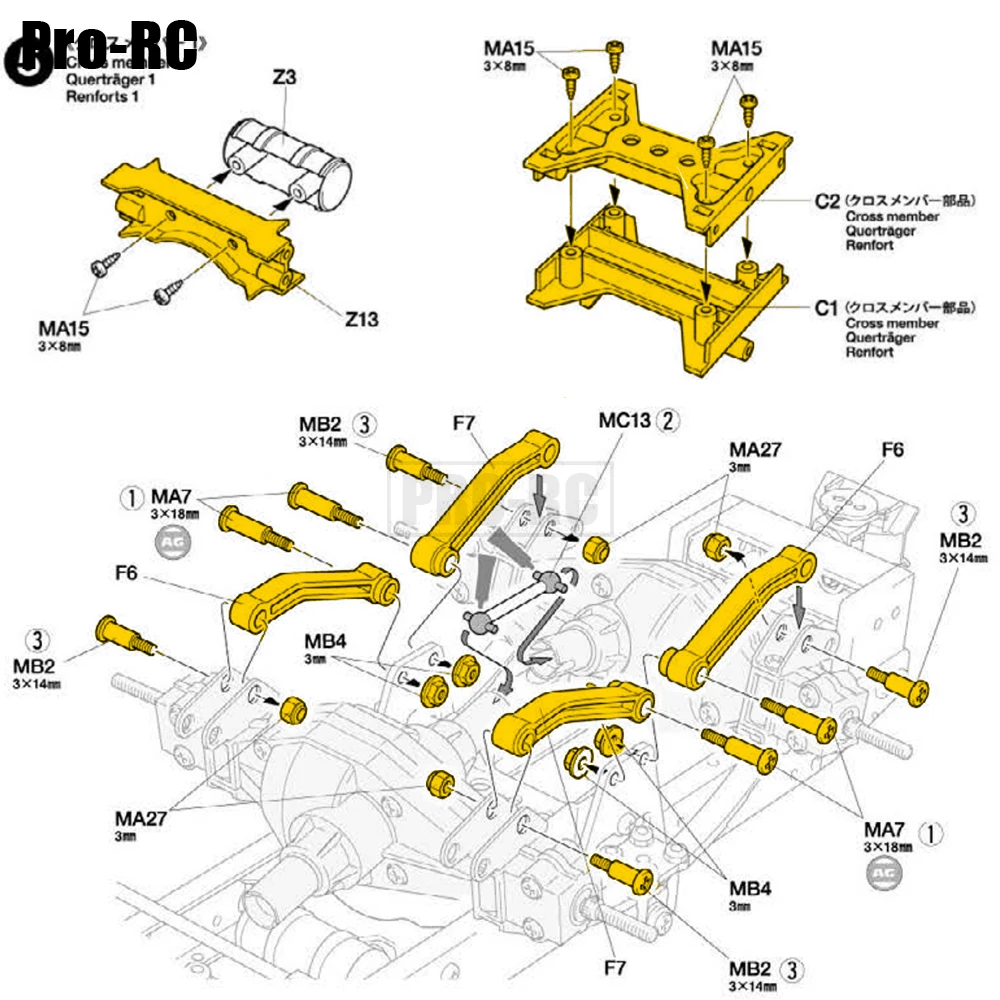 1Set Alloy C1 C2 Cross Member F6 F7 Radius Arm X3 X4 Coupler Disc Chassis Mount for Tamiya 1/14 SCANIA 770 S 6x4 Tractor Truck