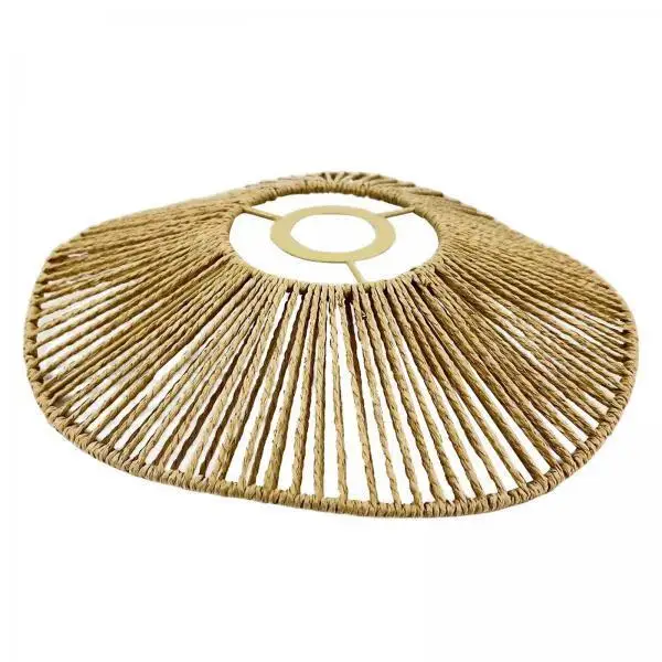 Large Rope Lampshade Woven Paper Round Lamp Shade Rustic Ceiling Lighting Cover for Bedroom Office