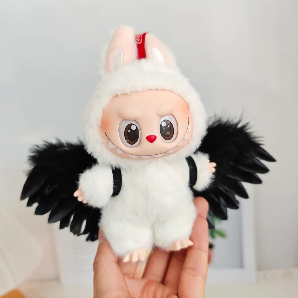 For Doll Clothes Outfit Accessories for 15-17cm Labubu Black White Angel Feather Wings DIY Mini Dolls Clothing Girl Gift