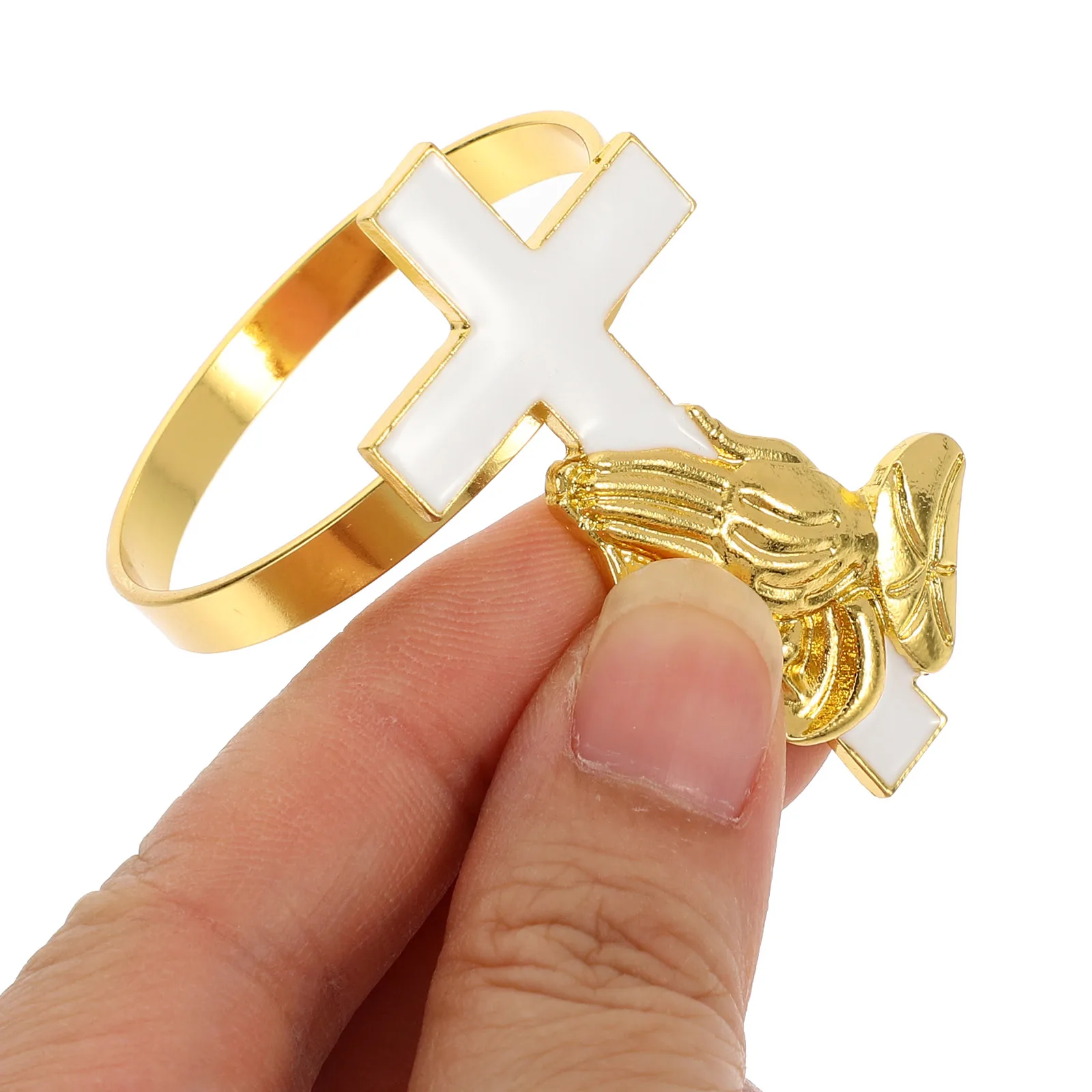 

4pcs Cross Napkin Rings Gold Zinc Alloy Table Decor Wedding Banquet Religious Feast Napkin Holders Serviette Buckles Dining