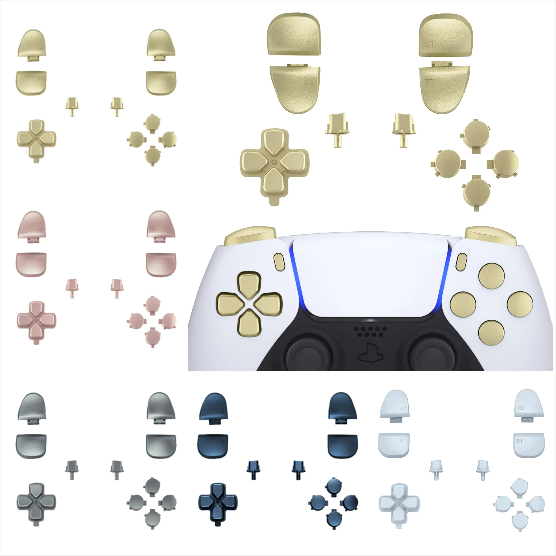 Extremerate Volledige Set Knoppen Compatibel Met Ps5 Controller BDM-030/040/050, Vervangende D-Pad R1 L1 R2 L2 Triggers Gezicht Knoppen